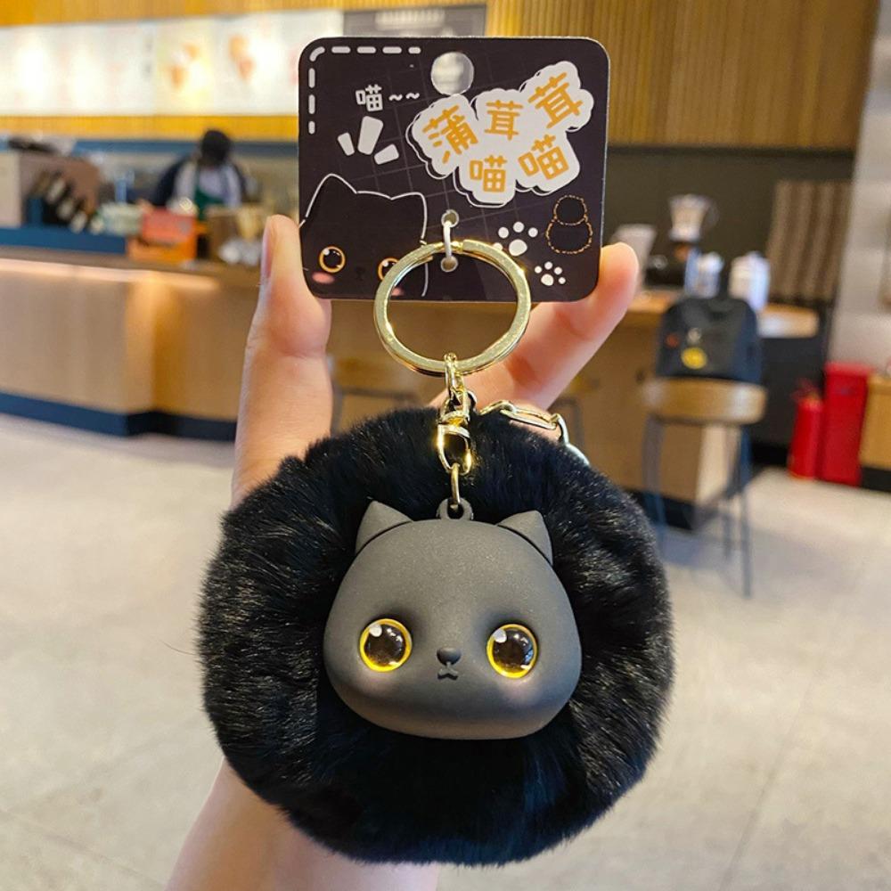 Big Ear Cat Plush Pendant Long Mane Cute Animal Keychain Plush Cat Keychain  Friends Birthday Gifts