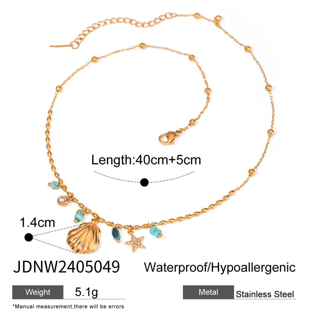 Titanium Steel Shell Necklace - Luxurious and High-end Beach Vacation Style Collar Chain - Stainless Steel Accessory