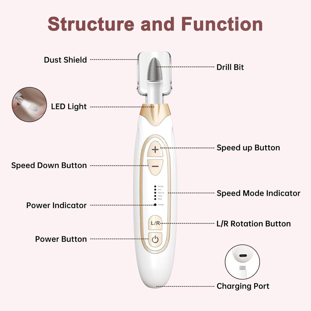 Electric Nail Polisher Drill Bits Professional Nails Grinding Polishing Dead Skin Removal Art Sanding File Pen Manicure Machine
