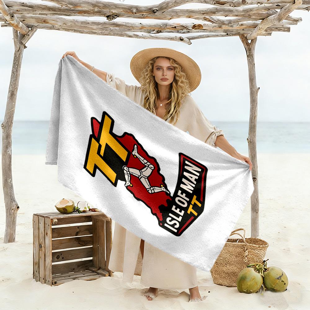 Isle Man Tt Beach Towel Soft Durable Quick-Dry Comfortable Lightweight Suitable for Swimming, Gym, Camping, Yoga Vacation