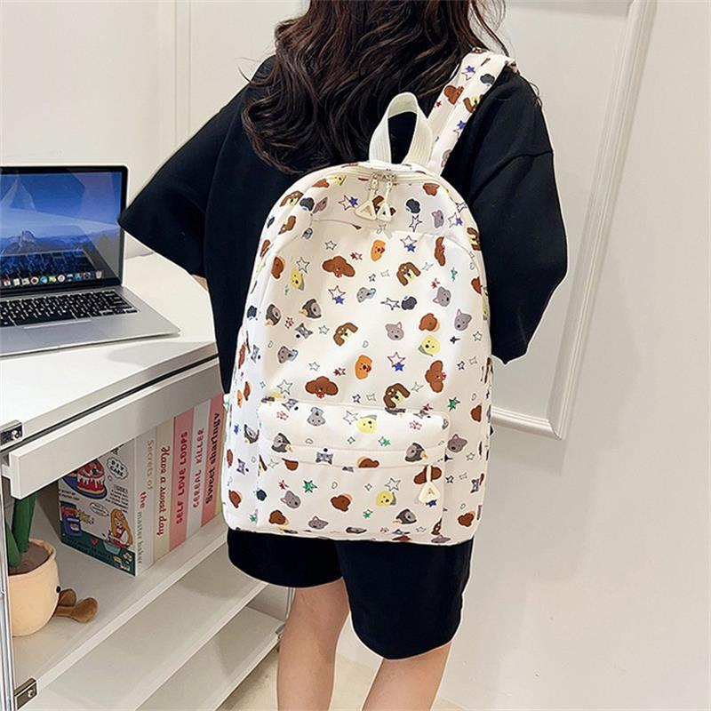 Cute Cartoon Puppy Dog Print Backpack Large-Capacity Casual Student Schoolbag  Delicate Personality Trend Travel Bag Gift