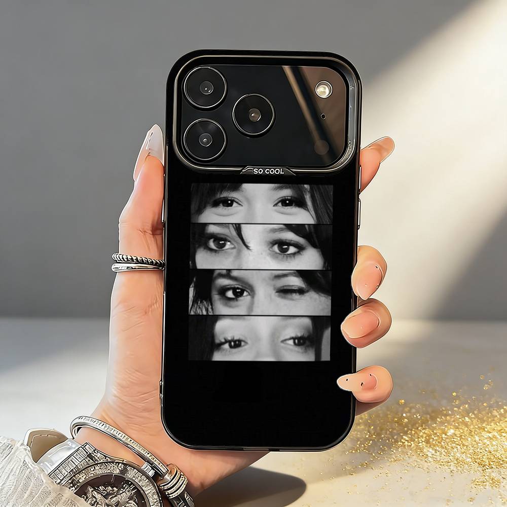 

Lovely J-Jenna Ortega Actress Phone Case For iPhone17,16,15,14,13,12,11,Pro,MAX Gray Matte Silicone Black Cover iPhone16promax