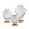 Solid Wood Velvet Jewelry Display Stand for Necklaces and Pendants