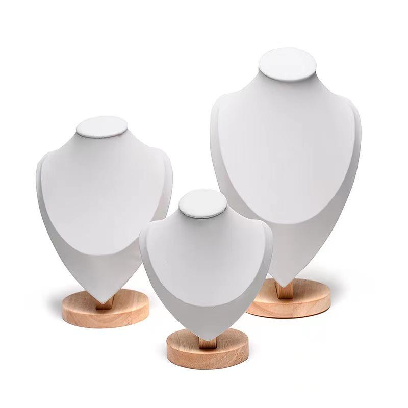 Solid Wood Velvet Jewelry Display Stand for Necklaces and Pendants