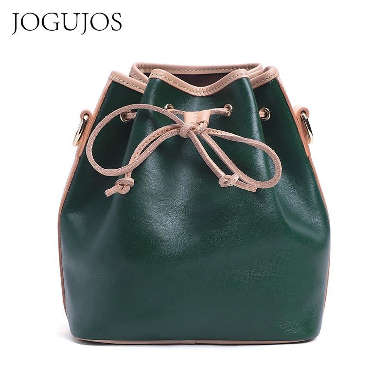 

Сумка-ведро из коровьей кожи через плечо с кулиской, портативная, женская сумка из натуральной кожи, ретро-мода, простая женская сумка