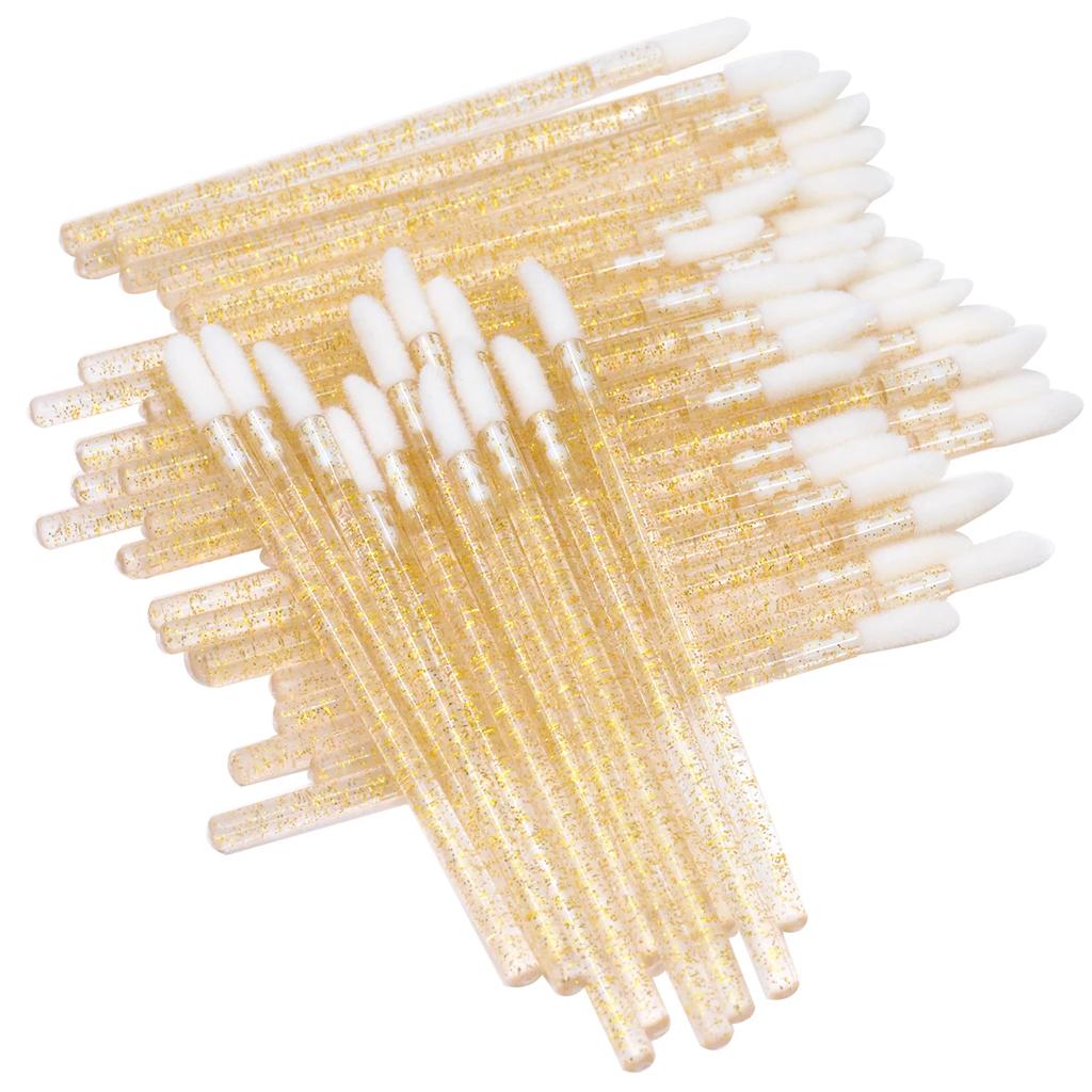 50Pcs Disposable Crystal Lip Brush Lipstick Gloss Wands Eyelash Spoolies Lash Extension Cleaning Applicator Micro Makeup Tools