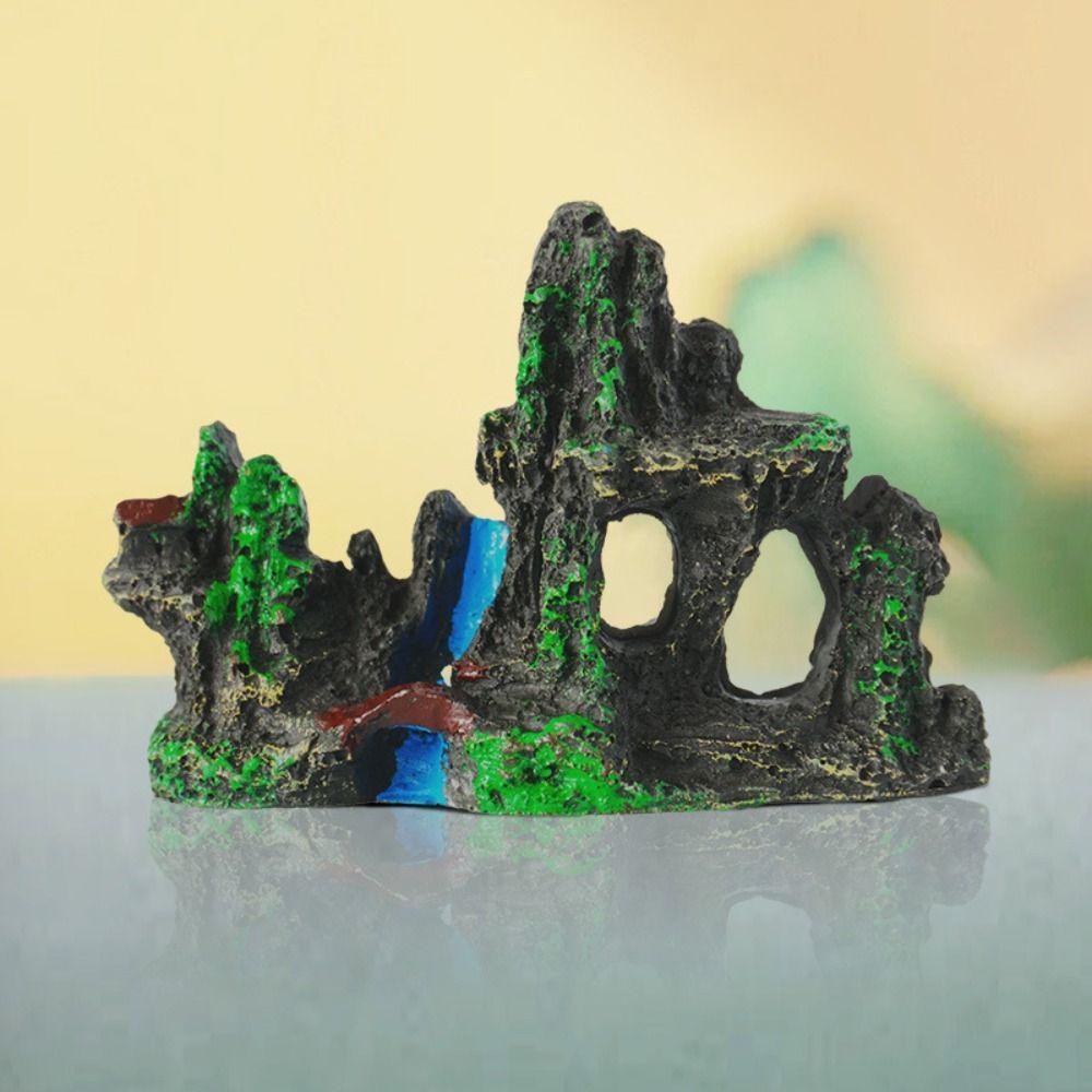 Resin Craft Aquarium Rockery Figurines Realistic Simulation Stone Statue  Fish Tank Landscape Decor