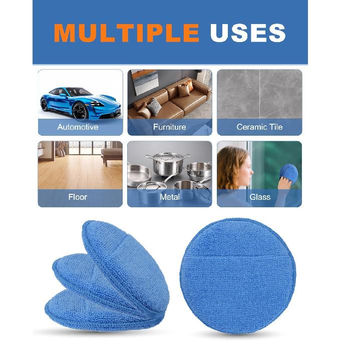 Wax Applicator Pads, 10 Pack Applicator Pad With Finger Pocket, Car Wax Applicator Pad, Foam Pads For Car Cleaning And Detail Polishing Pad