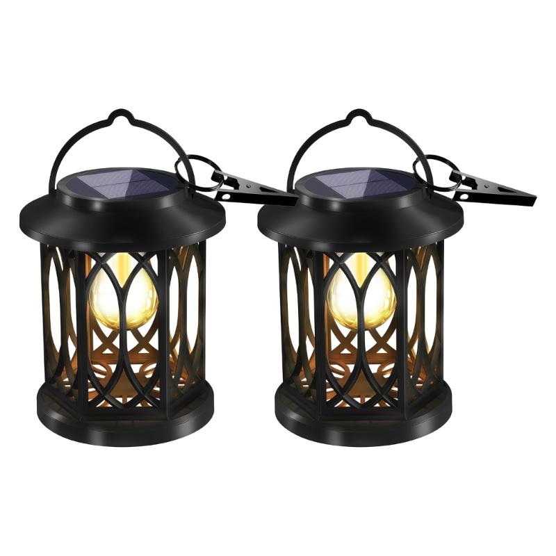 Solar Flame Hanging Lamp Creative LED Solar Courtyard Lamp with Handle Outdoor Garden Landscape Lamp Easy to Use