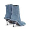 Fashion Autumn Winter New Blue Denim Short Boots European American High Heel Thick Sole Round Toe Side Zipper Women's Shoes Size 35-43
