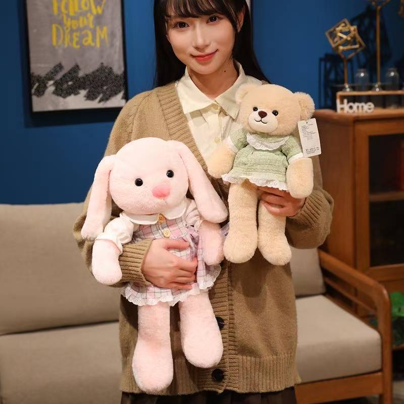 The Latest Dress Wearing Animal Doll Kawaii Stuffed Plush Toy Figurine Cartoon Anime Cute Gift Doll for Friends Christmas
