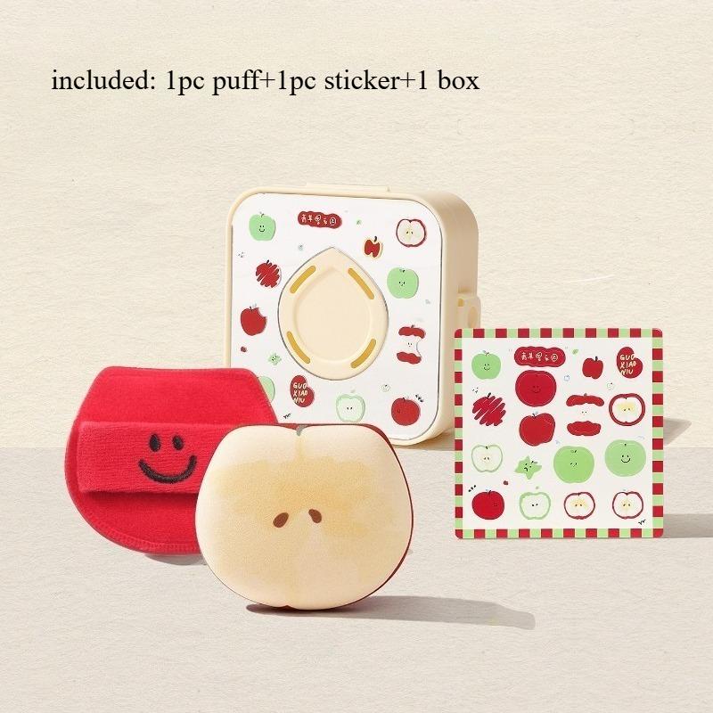 

GUOXIAONIU Apple-Shaped Powder Puff Face Cosmetic Makeup Tool Reusable Washable Dry Wet Two-Way Concealer Sponge Powder Puff червоний