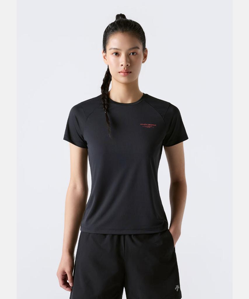 DESCENTE Women'S Moisture-Resistant Running Short Sleeve T-Shirt Black Sr322Rts72