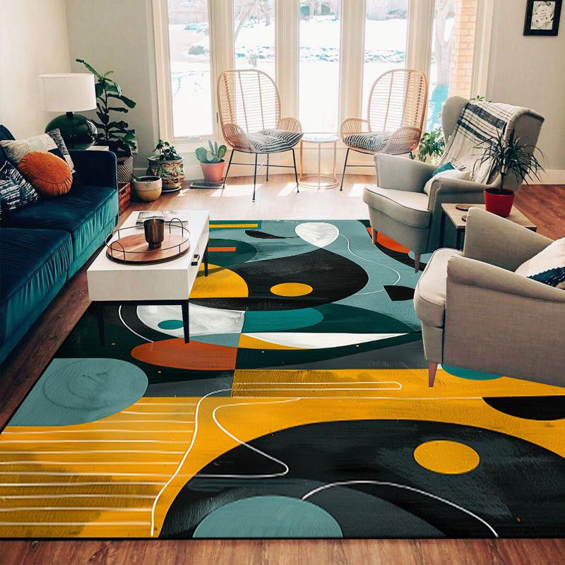 Abstrakter Geometrischer Teppich für Wohnzimmerdekoration Sofatisch Große Teppiche Schlafzimmer Küche Flur Balkon Rutschfeste Fußmatte