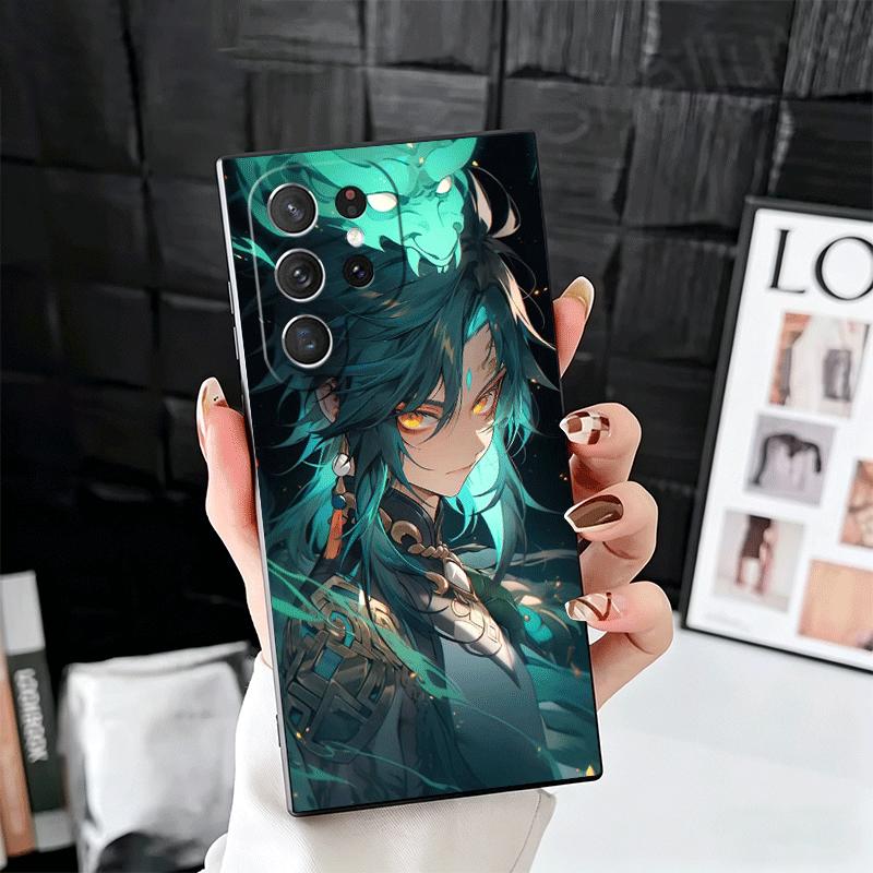 Genshin Impact Xiao Weiche Handyhülle für Samsung Galaxy S26 S25 Edge S24 Ultra S23 Plus S22 S21 FE S20 Schwarze Rückseite
