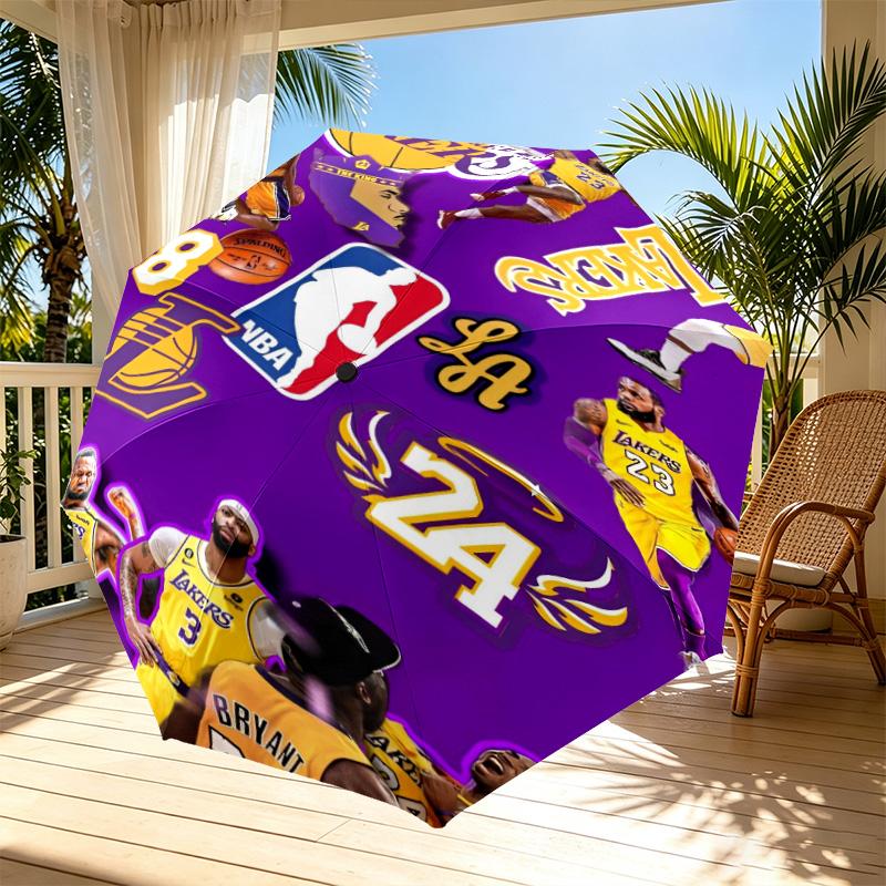 NBA Print Automatic Open Close Umbrella, Portable Foldable Umbrella, for Outdoor Commute Camping Trip, Ideal Birthday Gift