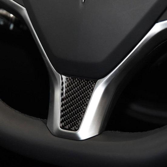 Carbon Fiber Car Steering Wheel Cover Sticker Interior Decor for Tesla Model S X