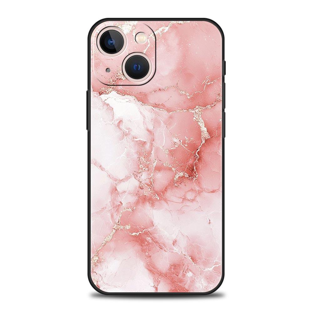 Fashion Gold Pink Marble Phone Case For iPhone 17 16 15 Pro Max 11 12 13 14 7 8 Plus SE 2020 X XR XS Cover Soft Black