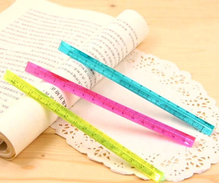 Transparent Double-Sided 15cm Crystal Triangle Ruler for Students and Drawing