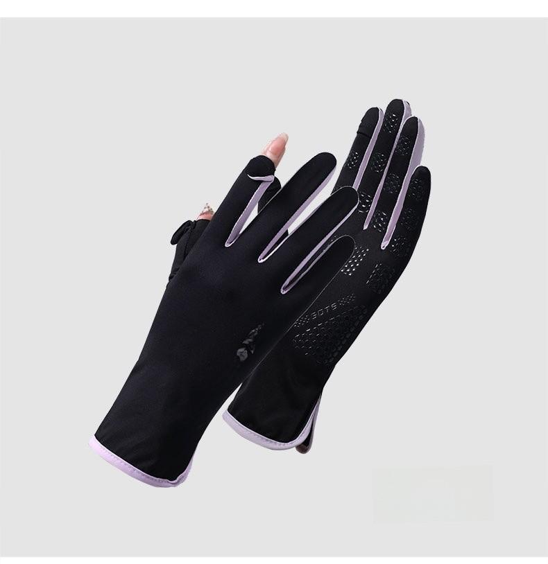 Summer Sunscreen Gloves For Women Thin Breathable Uv Protection With Touch Screen Functionality For Outdoor Cycling And Driving WheatBlack