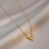 Korean Fashion V Letter Titanium Steel Necklace - Women's Simple Non-Fading Pendant Clavicle Chain