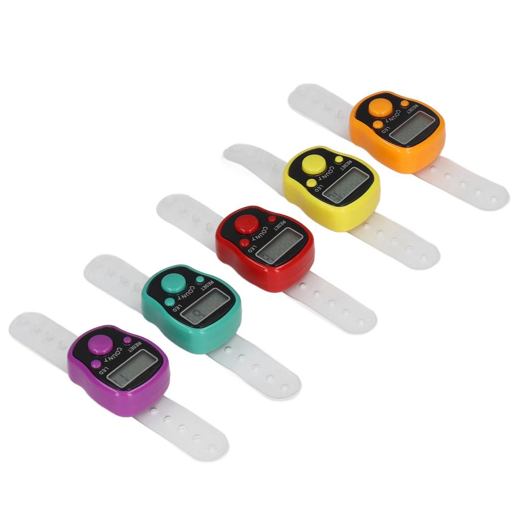 5 Pcs Electronic Finger Counter Portable Lightweight Adjustable Ring Finger Clicker Counter with Light