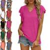 Mode Frauen Kurze Tops Vintage Einfarbig Lose Rüschen Ärmel Blusen Damen Elegante V-ausschnitt Atmungsaktive Shirts