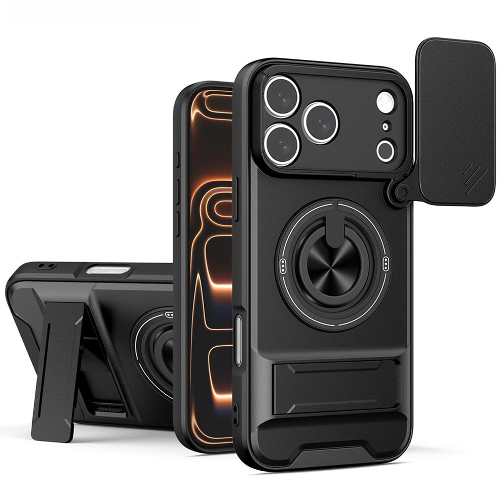 Tvirtas smūgiams atsparus dėklas Funda, skirtas iPhone 17 Pro Max / 17 Air 16 Plus, Armor, pasukamas kameros objektyvo dangtelis, žiedinis stovas, Capa Funda