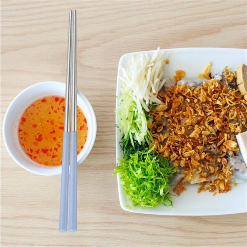 4 Pairs/set 304 Stainless Steel Chopsticks, Reusable Multicolor Chopsticks Safe Metal Chopsticks Non Slip Square Chopsticks