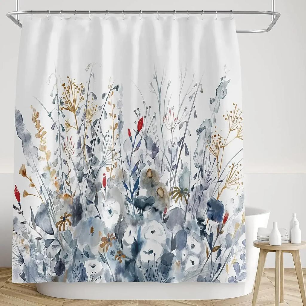 Watercolor Floral Shower Curtain: Elegant, Nature-Inspired Bathroom Decor for Fresh, Romantic Ambiance and Soft Charm