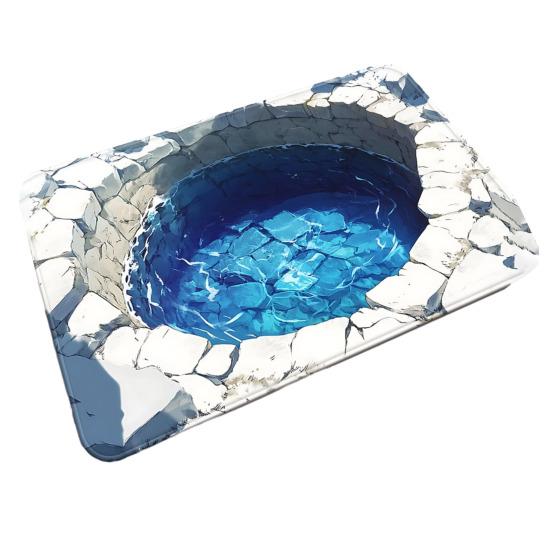 3D Visual Hole Rug Optical Illusion Floor Mat Realistic Hole Pattern Doormat Test And Play with Dog or Cat for Entrance Hallway Living Room