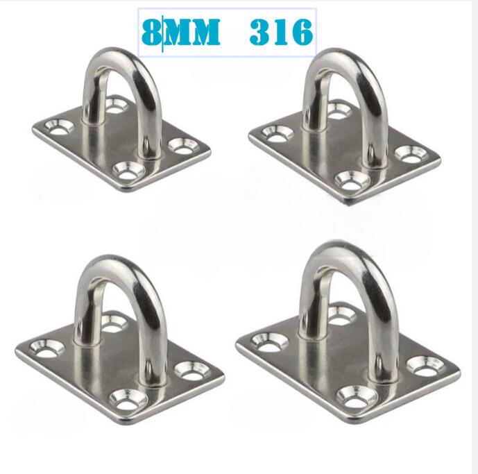 4 ks 5mm/6mm/8mm/10mm/12mm Nerezová ocel Čtvercové oko s podložkou Hák Závěs Vysoce zatížitelný Stropní Stěnový Plachtění Jachting Stín Plavba Námořní