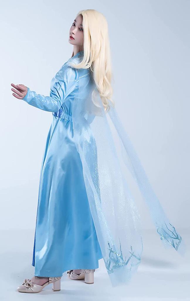 SCLYX Frozen Anna Dress, Long Sleeves, Light Blue, Cute Anna Cosplay, Adult Anna Costume, Women's, Halloween Costume, Women's, Event Costume #20551