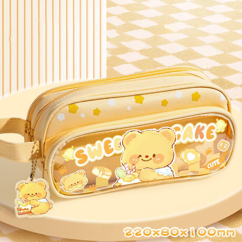 Cartoon Butter Bear Capybara Pencil Bags Large Capacity Pencil Case Student Stationery Organizer Little Bear Pencil Case Gifts