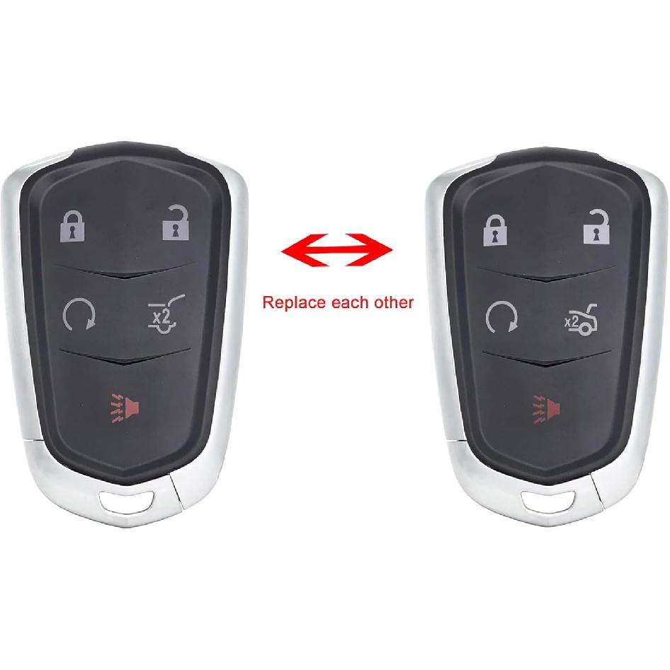 5 Buttons Replacement Key Fob Cover Case Fit For 2015- Cadillac Escalade, CTS, SRX, XT4,XT5, ATS, STS,XD6 CT6 XT5 Keyless Entry Remote Key Fob Shell