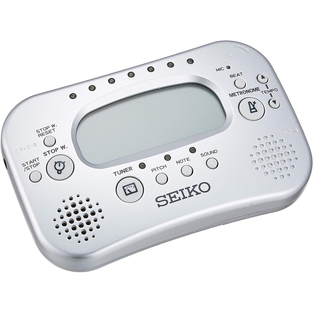 SEIKO Tuner & Metronome with Stopwatch, Silver STH100S
