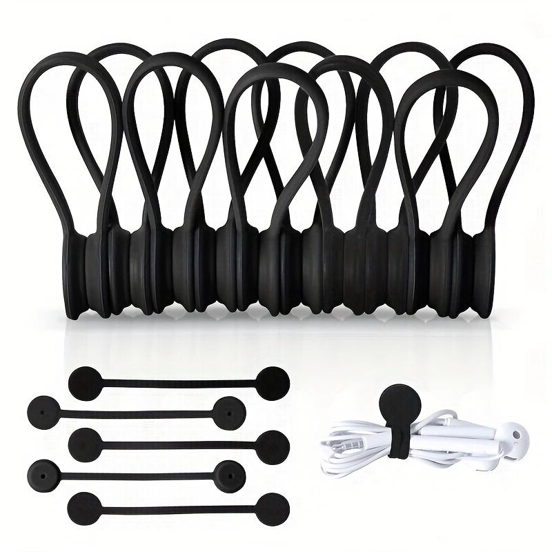 Magnetic Cable Clip - Black Magnetic Silicone Cable Organizer Cable Ties Reusable Cable Ties for Home, Kitchen, Office
