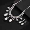 Valentine'S Day Gift, European Fresh Temperament Square Water Drop Crystal Necklace Earrings Two-Piece Set
