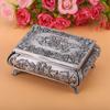 Vintage Style Rose Flower Carved Zinc Alloy Jewelry Box Case Jewellery Storage