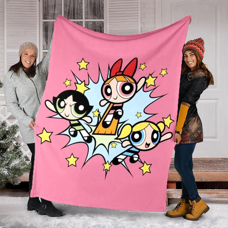 1PC The Powerpuff Girls printed blanket, all season lightweight home office outdoor nap multifunctional blanket A7