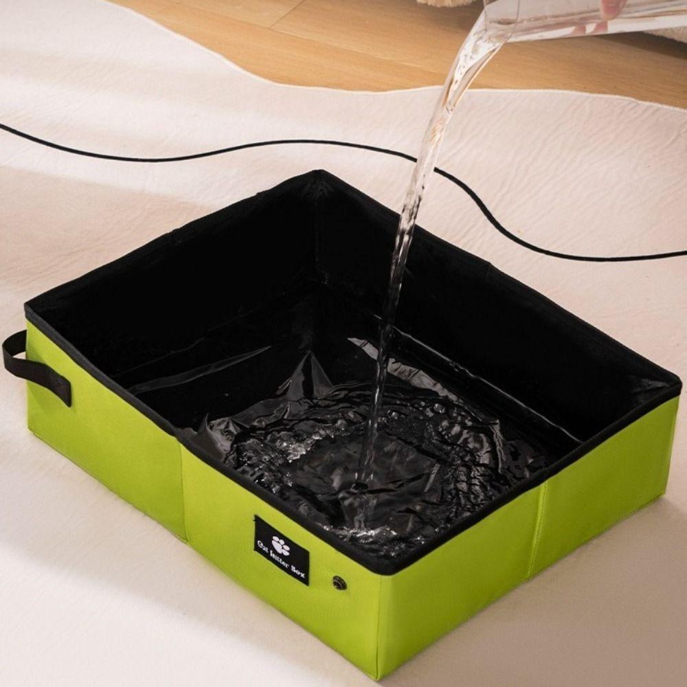 Practical Waterproof Portable Cat Litter Box Folding Reusable Pet Garbage Bin Oxford Cat Toilet Tray for Cats and Dogs