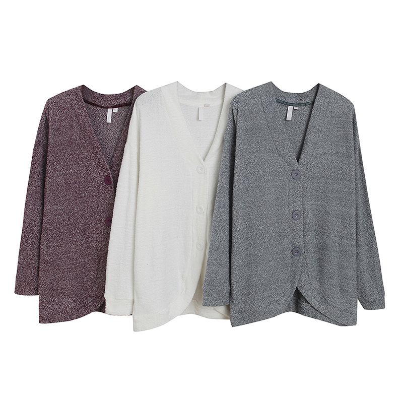 

Chic Long-Sleeved Knitted Cardigan Single-Breasted Lightweight Sweater Bean paste XL