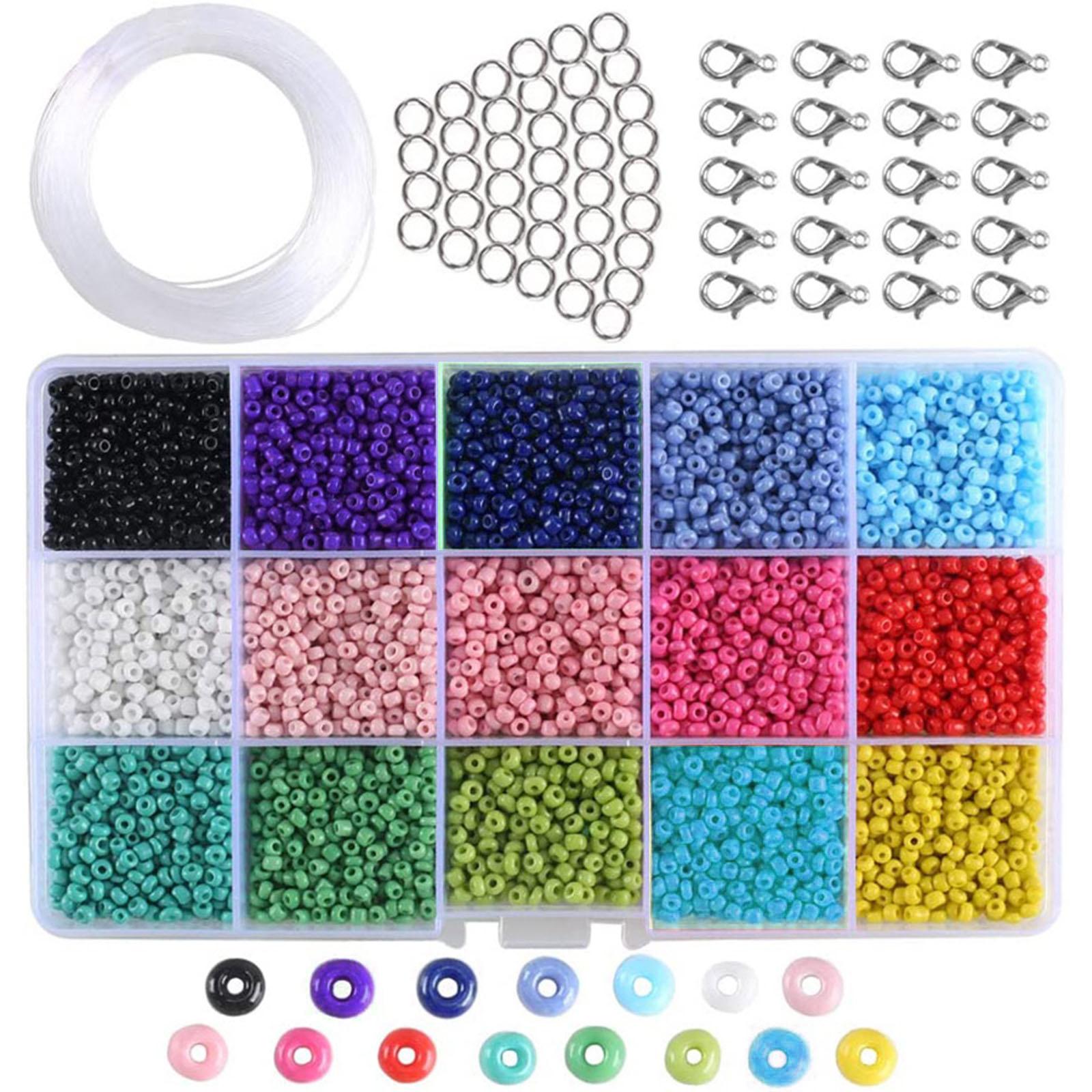 

7000Pieces Small Beads Kit Bracelet Beads with 15 Grid Storage Box for Jewelry Making 15 Color 3mm Loose Spacer Beads 1