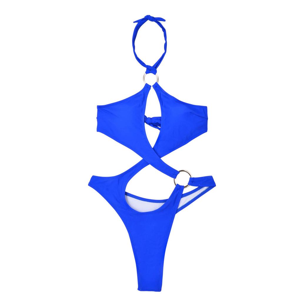 2024 Seksowny Jednoczęściowy Strój Kąpielowy Bikini z Wycięciami w Jednolitym Kolorze