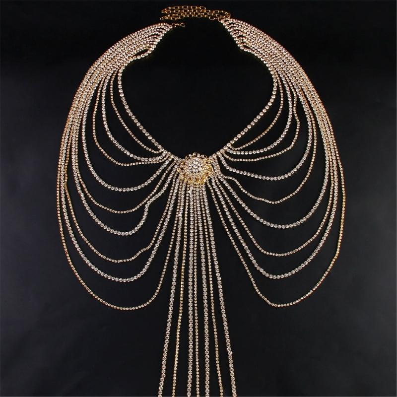 Blingbling Waist Belt Stylish Multilayer Crystal Waist Chain Belt Elaborate Chain Belly Chain for Belly Dance