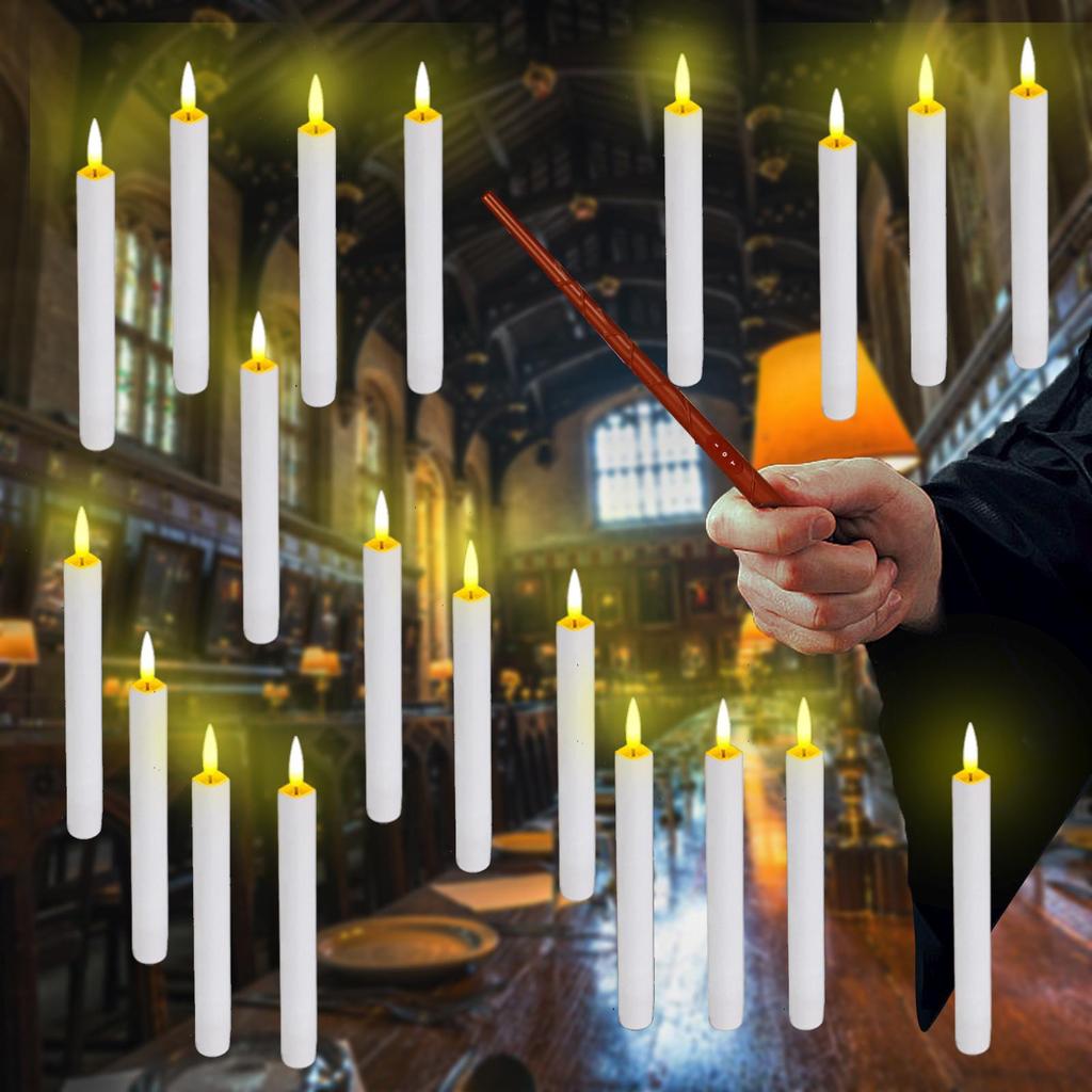 20 Pieces Decoration LED Floating Candles Lights with Wand Remote Timer for Halloween