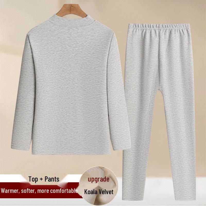 Fleece-Lined Winter Clothing Set for Middle-Aged and Elderly Women: Warm Base Layer Top for Autumn and Winter Seasons