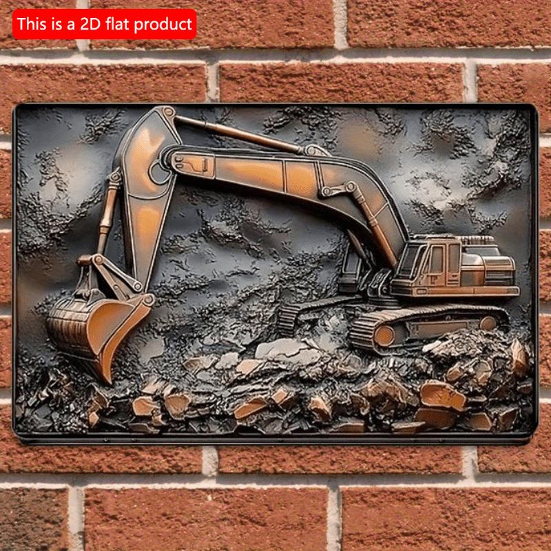 2d Flat 30*20cm, Wooden Sign Wall Hanging Excavator, Garland Sign, Home Decoration, Decorative Wall Poster, for Home, Kitchen, Garden, Bedroom, Bar.