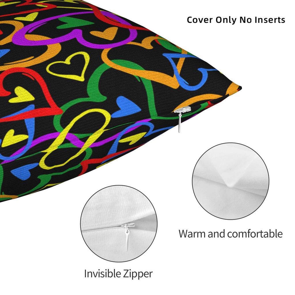 Colorful Heart Pillow Cover Fashion Pillow Case For Wedding Party Home Decor Graphic Cushion Cover Gift