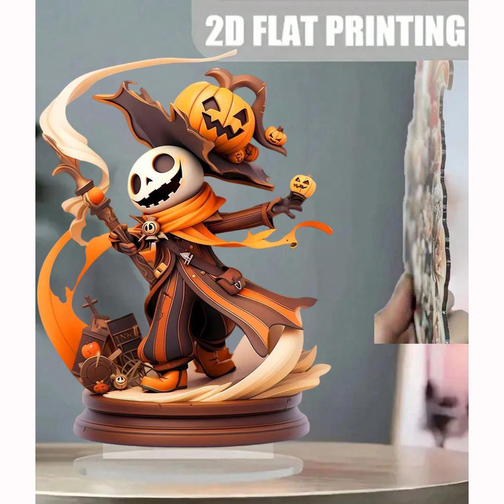 Halloween Kürbis Skelett Mann 2D Flache Acrylfigur Zuhause Büro Café Zimmer Studio Vitrine Tisch Ornament Desktop Deko